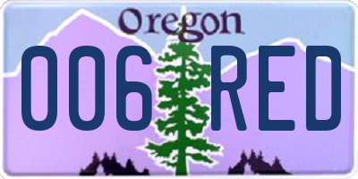 OR license plate 006RED