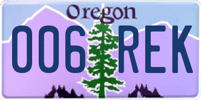 OR license plate 006REK