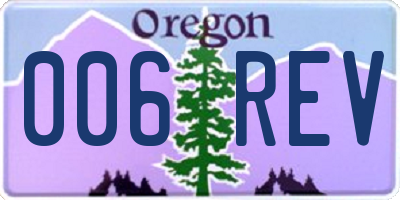 OR license plate 006REV