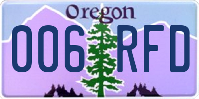 OR license plate 006RFD