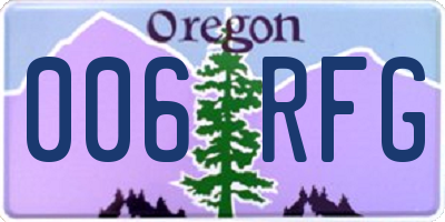 OR license plate 006RFG