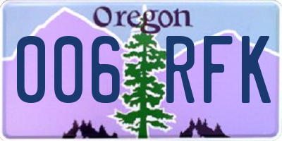 OR license plate 006RFK
