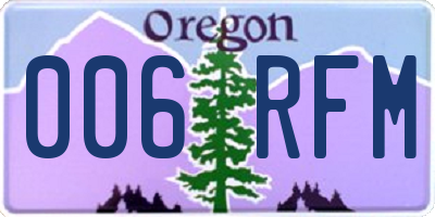 OR license plate 006RFM