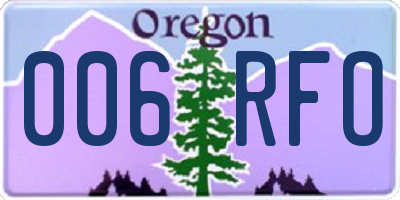 OR license plate 006RFO