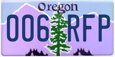 OR license plate 006RFP