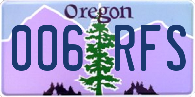 OR license plate 006RFS