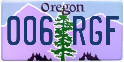 OR license plate 006RGF