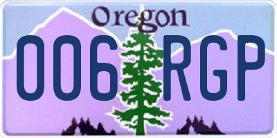 OR license plate 006RGP