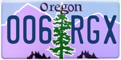 OR license plate 006RGX