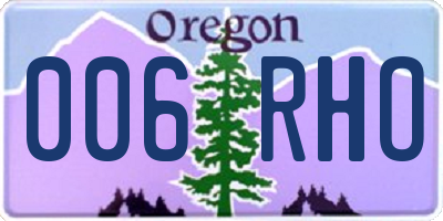 OR license plate 006RHO