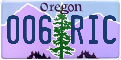 OR license plate 006RIC