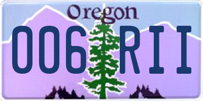 OR license plate 006RII