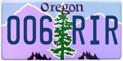 OR license plate 006RIR
