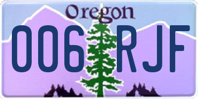 OR license plate 006RJF