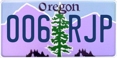 OR license plate 006RJP