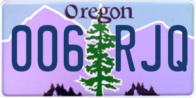 OR license plate 006RJQ