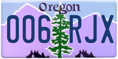 OR license plate 006RJX