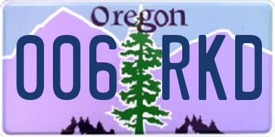 OR license plate 006RKD