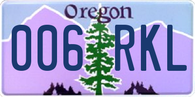 OR license plate 006RKL