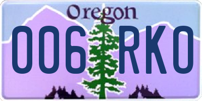 OR license plate 006RKO