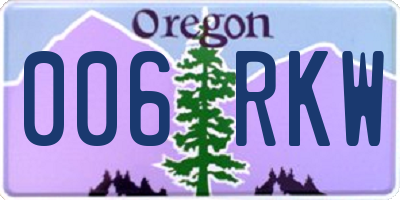 OR license plate 006RKW