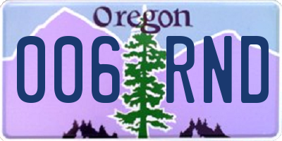 OR license plate 006RND