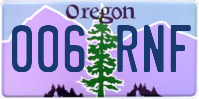OR license plate 006RNF