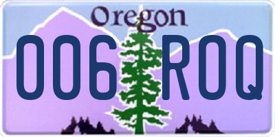 OR license plate 006ROQ