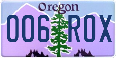 OR license plate 006ROX