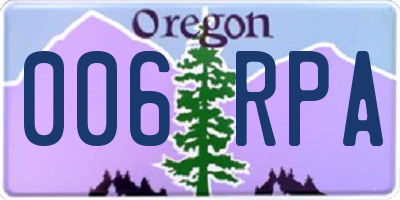 OR license plate 006RPA