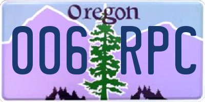 OR license plate 006RPC