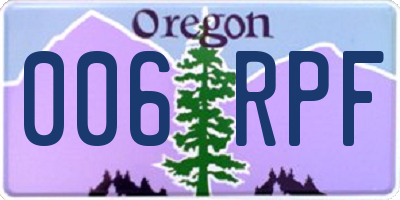 OR license plate 006RPF
