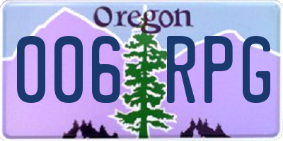 OR license plate 006RPG