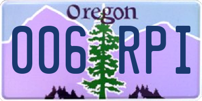 OR license plate 006RPI