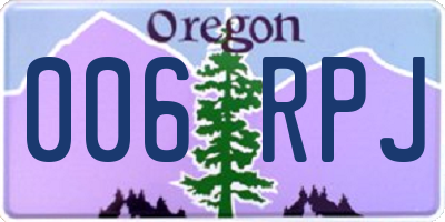 OR license plate 006RPJ
