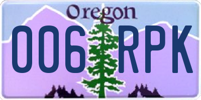 OR license plate 006RPK