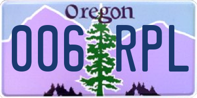 OR license plate 006RPL
