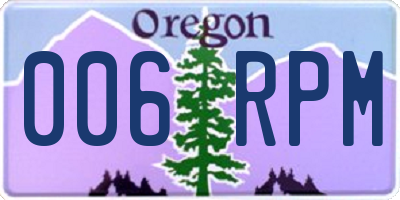 OR license plate 006RPM