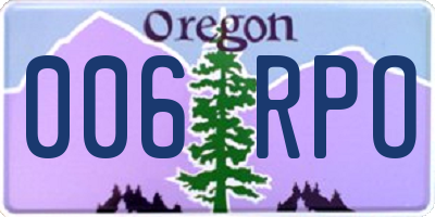 OR license plate 006RPO