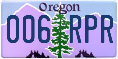 OR license plate 006RPR