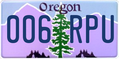 OR license plate 006RPU
