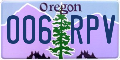 OR license plate 006RPV