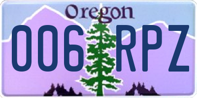 OR license plate 006RPZ