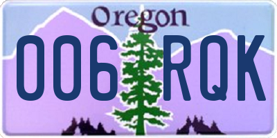 OR license plate 006RQK
