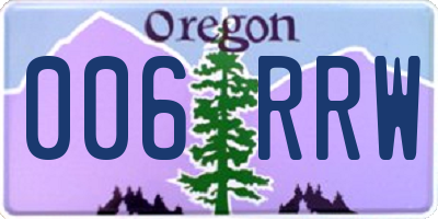 OR license plate 006RRW
