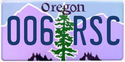 OR license plate 006RSC