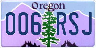 OR license plate 006RSJ