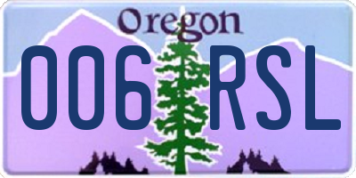 OR license plate 006RSL