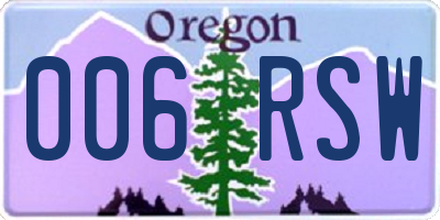 OR license plate 006RSW