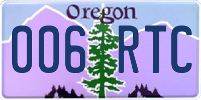 OR license plate 006RTC